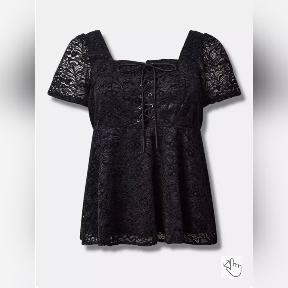 Torrid Babydoll Chenille Lace Square Neck Blouse